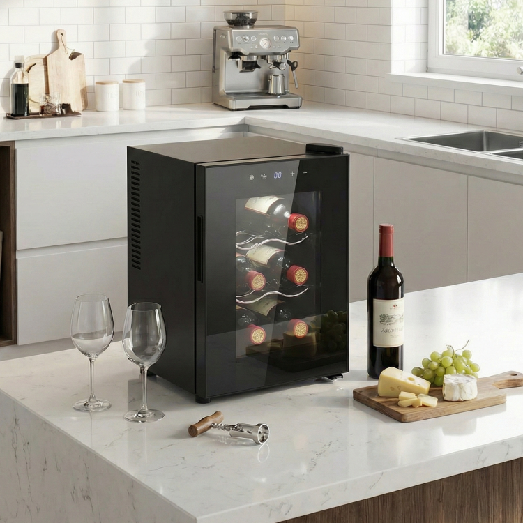 electriQ 6 Bottle Thermoelectric Wine Cooler - Compact Countertop Mini Wine Fridge