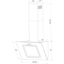 electriQ 60cm Sloping Glass Chimney Cooker Hood - Black