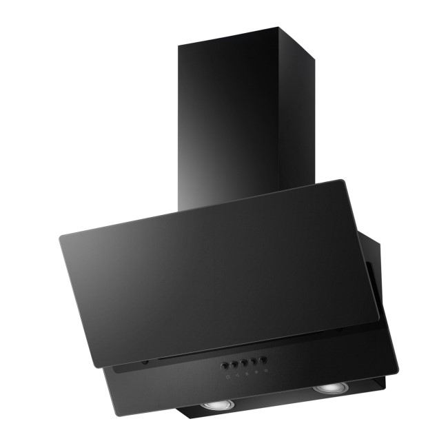 electriQ 60cm Glass Angled Chimney Cooker Hood Black BuyItDirect.ie