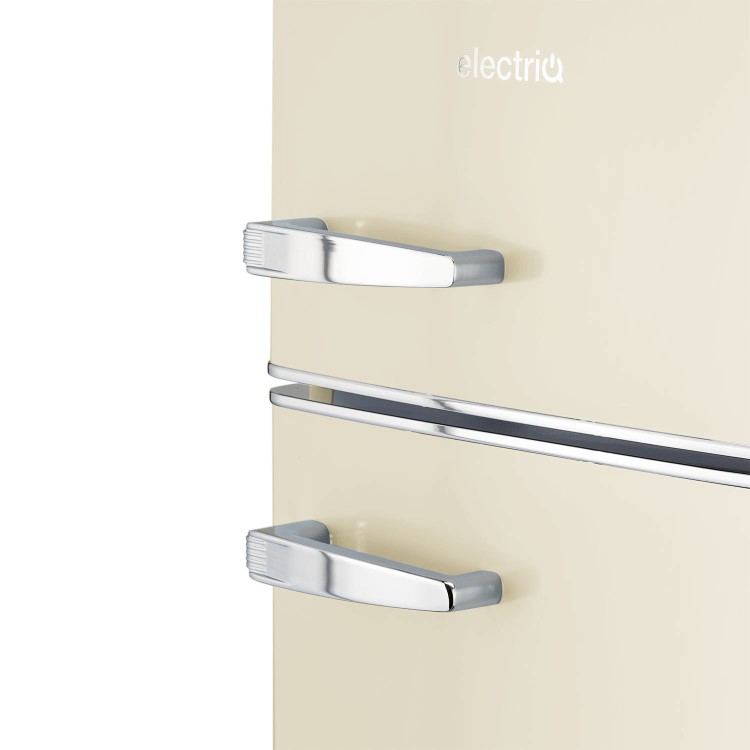 Refurbished electriQ eiQUCRETROFFCREAM Freestanding 80 Litre 70/30 Retro Fridge Freezer Cream