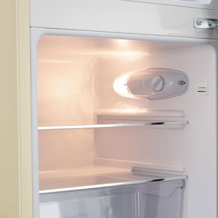 Refurbished electriQ eiQUCRETROFFCREAM Freestanding 80 Litre 70/30 Retro Fridge Freezer Cream