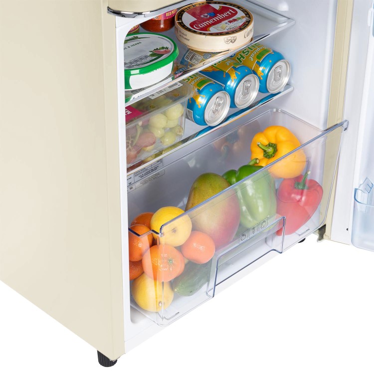 electriQ 80 Litre 70/30 Retro Freestanding Fridge Freezer – Cream