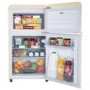 Refurbished electriQ eiQUCRETROFFCREAM Freestanding 80 Litre 70/30 Retro Fridge Freezer Cream