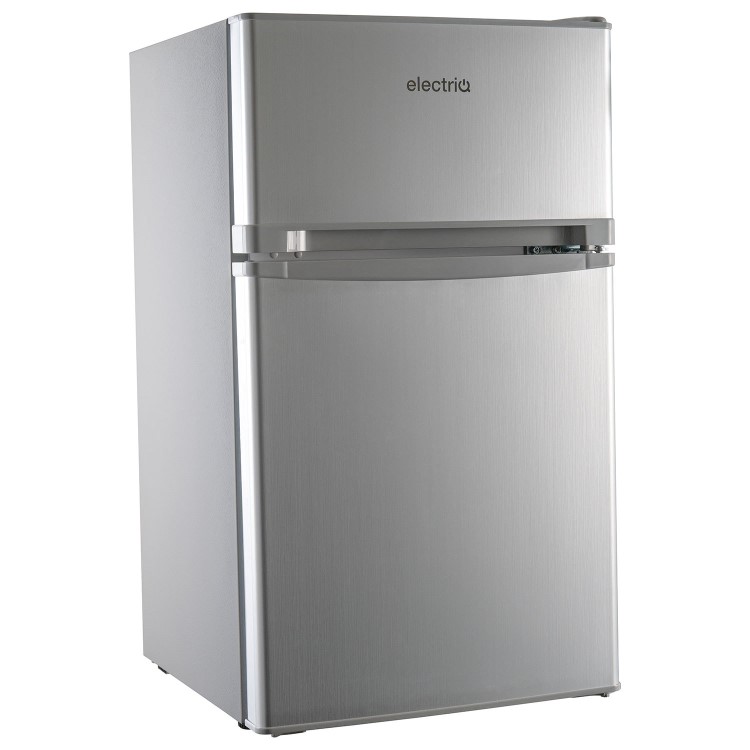 Refurbished electriQ eiQUFFS Freestanding 80 Litre 70/30 Under Counter Fridge Freezer Silver