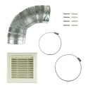 eiQVENTKIT125FLAT Universal 120-125mm Diameter Kitchen Cooker Hood 3m Ducting Kit with Flat Vent