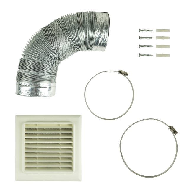 Universal 120-125mm Diameter Kitchen Cooker Hood 3m Ducting Kit with Flat Vent