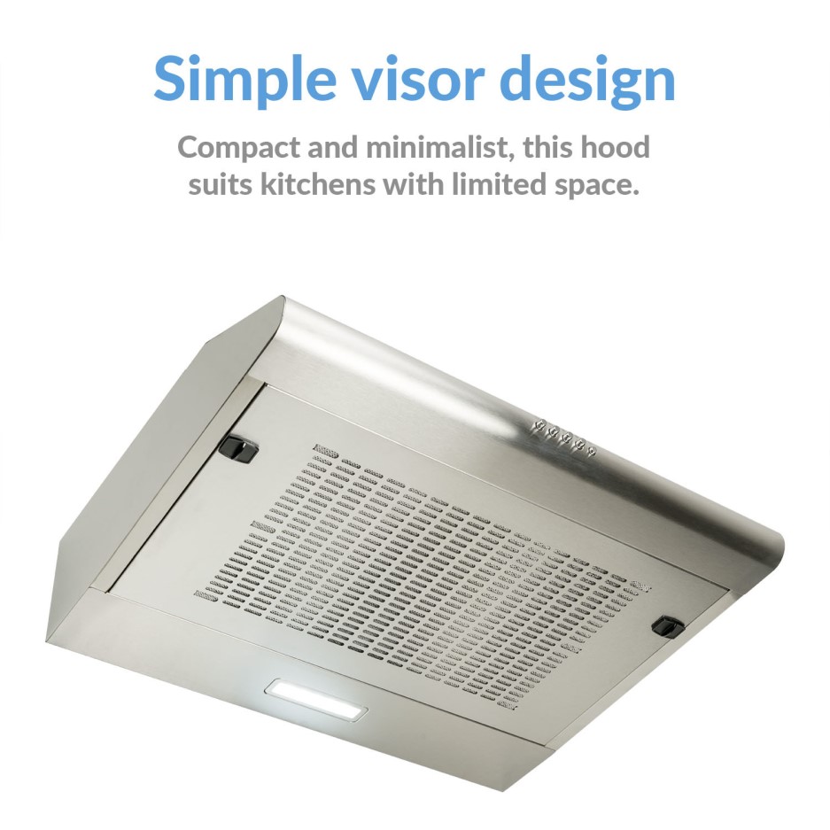 electriQ 60cm Stainless Steel Conventional Visor Cooker Hood Top