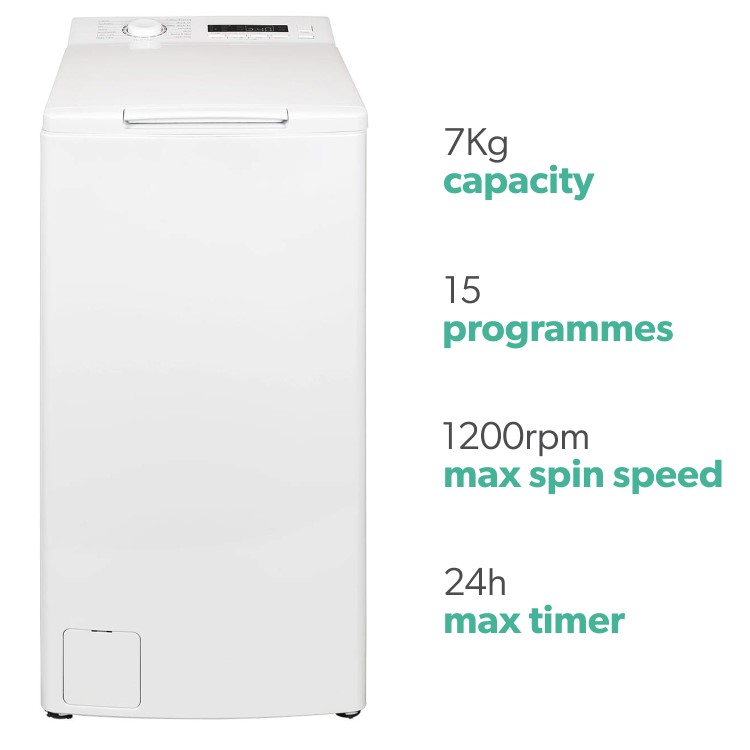 electriQ 7kg 1200rpm Top Loading Washing Machine - White