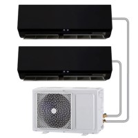 GRADE A1 - Multi-split 24000 BTU Black Inverter Air Conditioner with single outdoor unit and two 12000 BTU indoor units