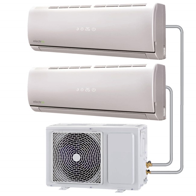Multi-split 24000 BTU Smart Inverter Air Conditioner with single outdoor unit and two 12000 BTU indoor units