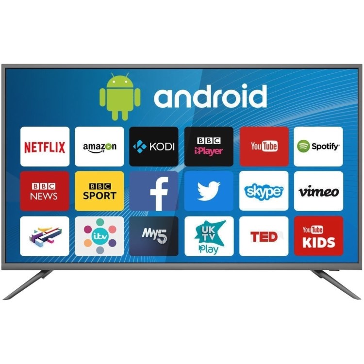 GRADE A2 - electriQ 50" 4K Ultra HD LED Android Smart TV with Freeview HD - Silver