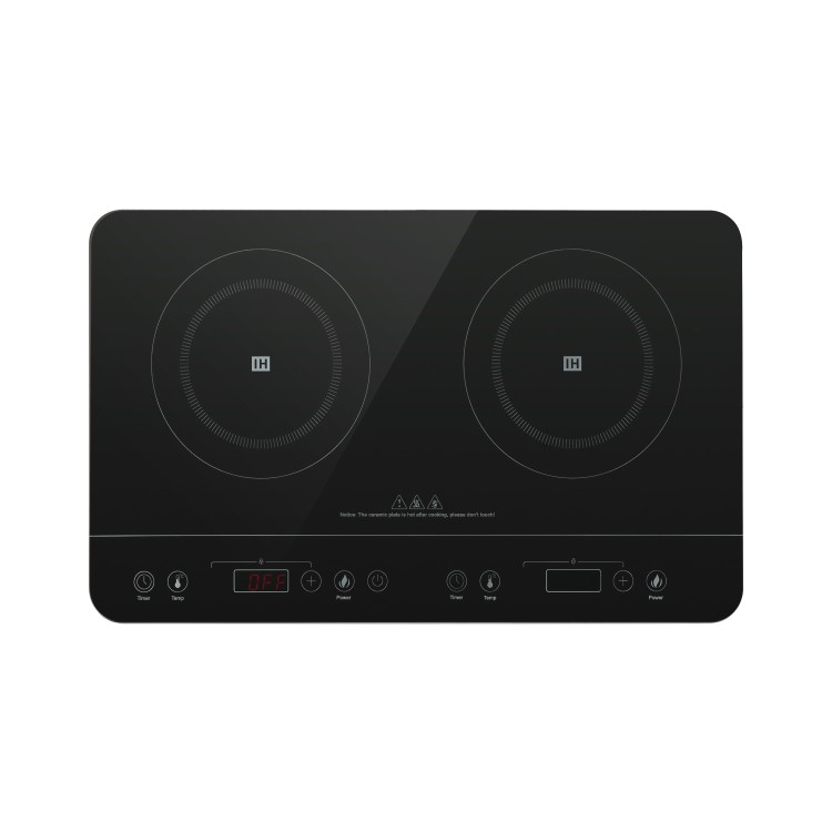 Refurbished electriQ eiq2indport 2 Zone Portable Induction Hob with Touch Controls