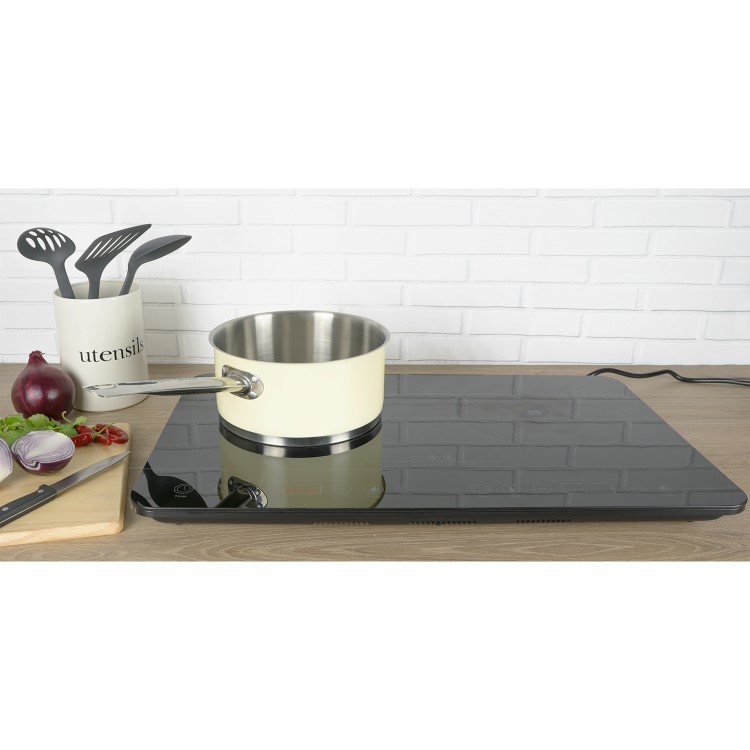 Refurbished electriQ eiq2indport 2 Zone Portable Induction Hob with Touch Controls