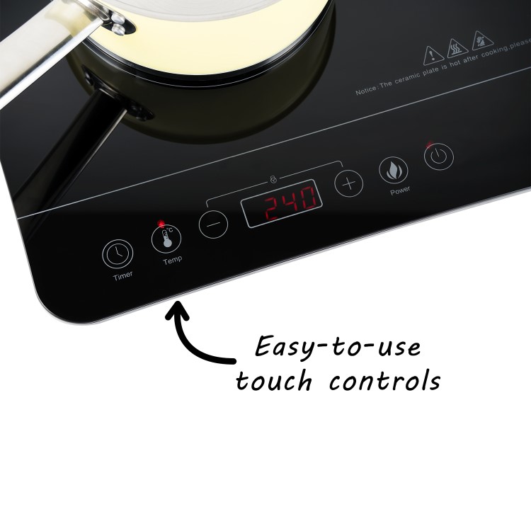Refurbished electriQ eiq2indport 2 Zone Portable Induction Hob with Touch Controls