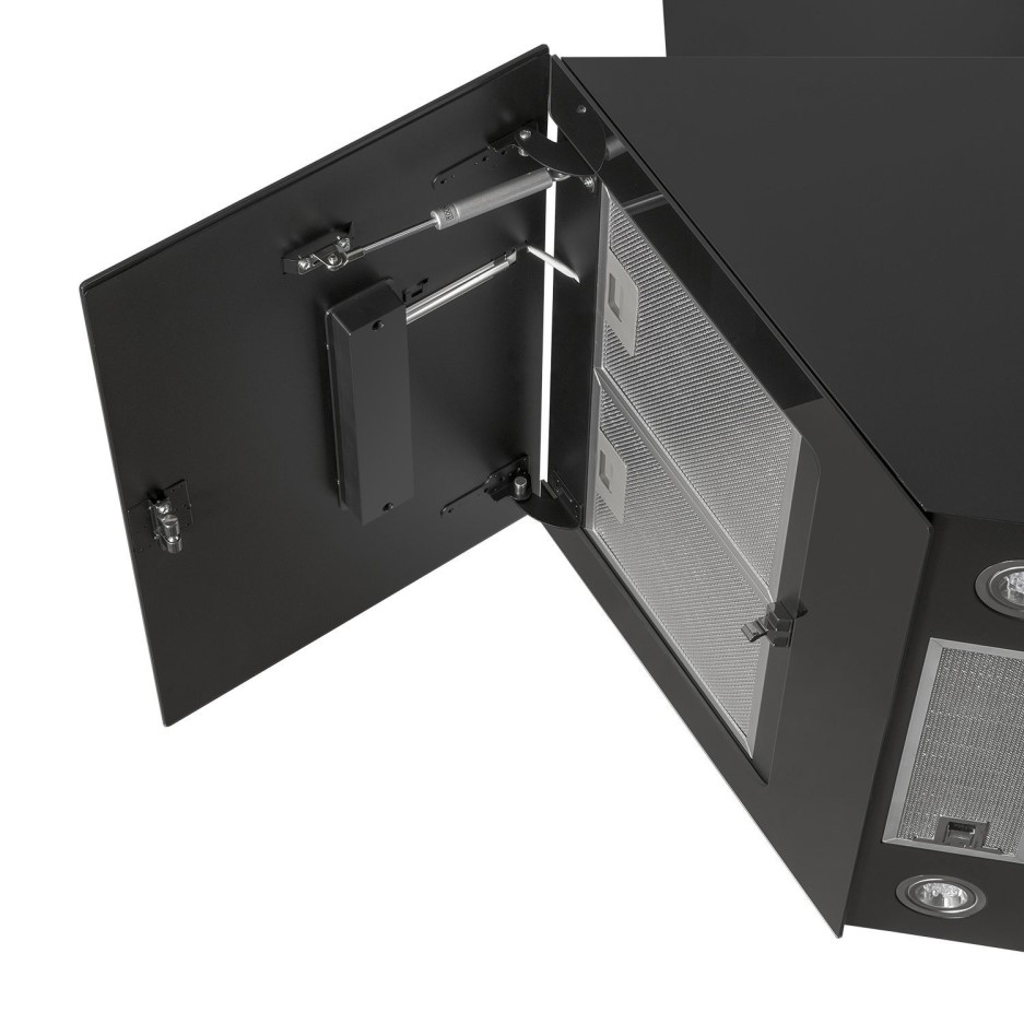 electriQ Black 60cm Angled Cooker Hood with Hand Gesture Sensor