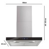 electriQ 60cm Touch Control Slimline Chimney Hood - Stainless Steel