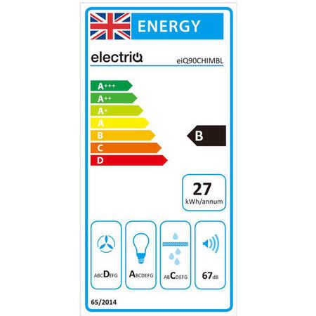 electriQ 90cm Traditional Chimney Cooker Hood - Black