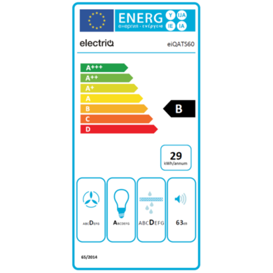 Refurbished electriQ eiqATS60 60cm Chimney Cooker Hood Black