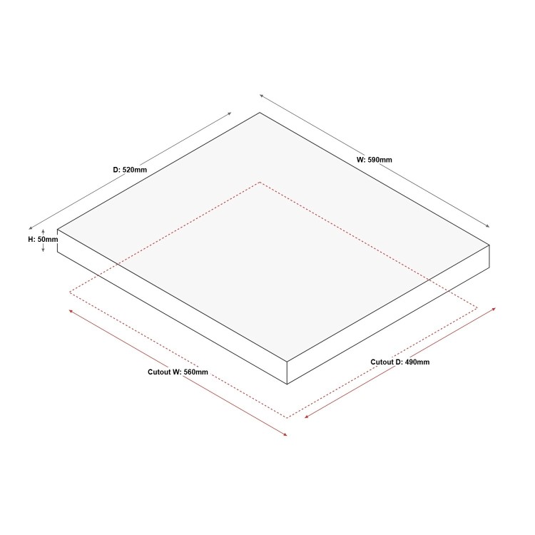 electriQ 60cm 4 Zone Ceramic Hob with Knob Controls