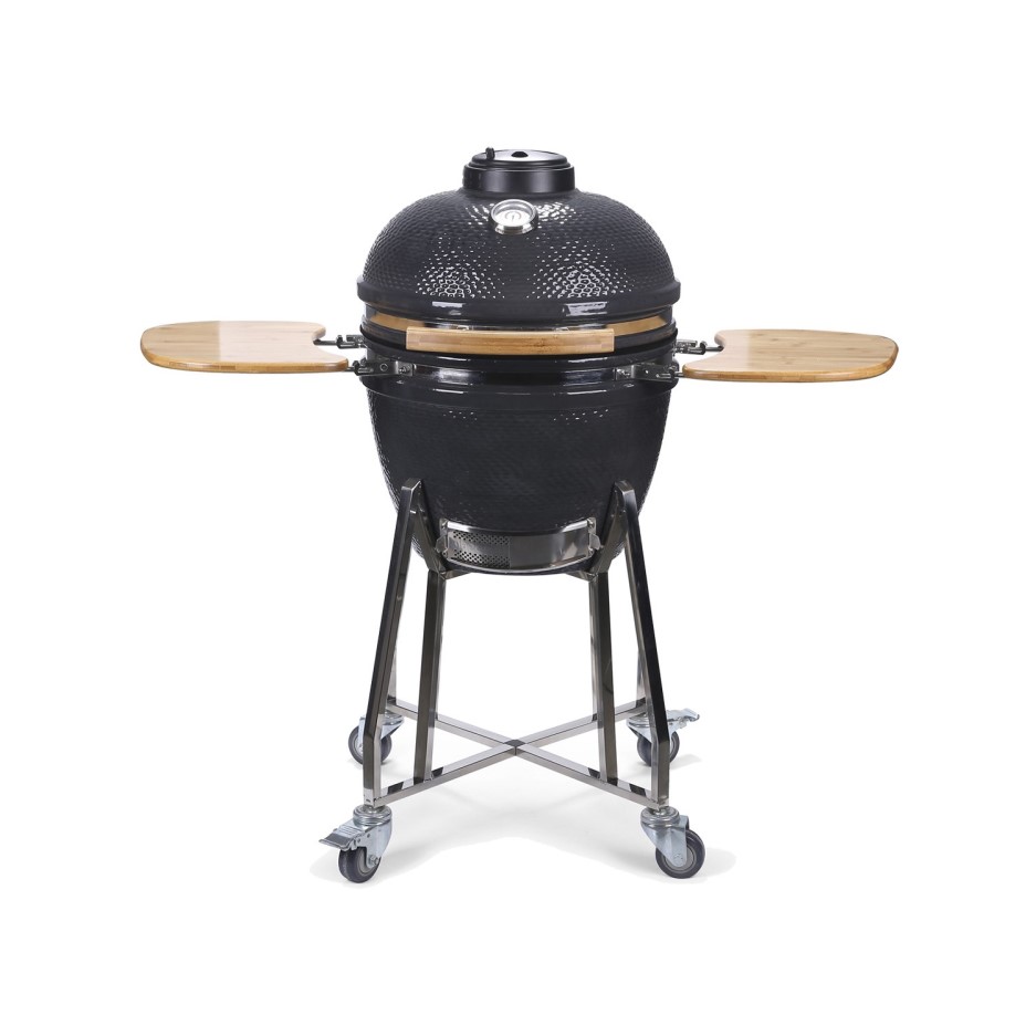 Boss Grill 22 Inch Charcoal Ceramic Kamado Style Grill Egg BBQ in Grey