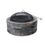 electriQ Cast Stone Round Base Wood Burning Garden Fire Pit - Grey