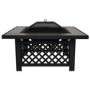 electriQ Square Wood Burning Fire Pit with Tiled Rim