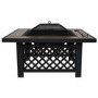 electriQ Square Wood Burning Fire Pit with Tiled Rim