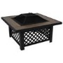 electriQ Square Wood Burning Fire Pit with Tiled Rim