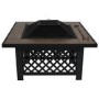 electriQ Square Wood Burning Fire Pit with Tiled Rim