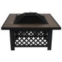 electriQ Square Wood Burning Fire Pit with Tiled Rim