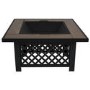 electriQ Square Wood Burning Fire Pit with Tiled Rim