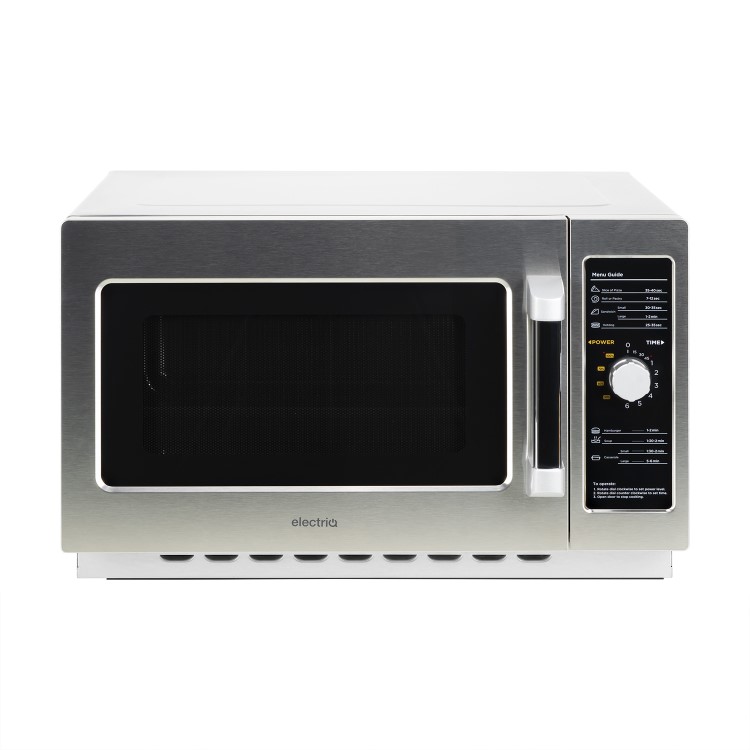 electriQ 34 litre 1000w Flatbed Commercial Heavy Duty Freestanding Microwave in Stainless Steel