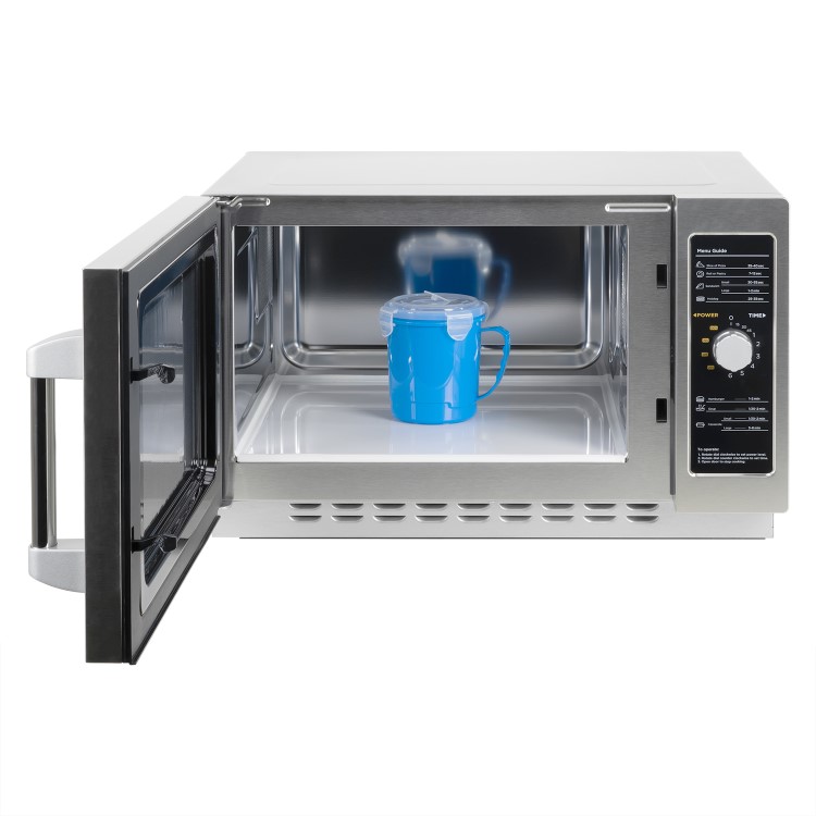 electriQ 34 litre 1000w Flatbed Commercial Heavy Duty Freestanding Microwave in Stainless Steel