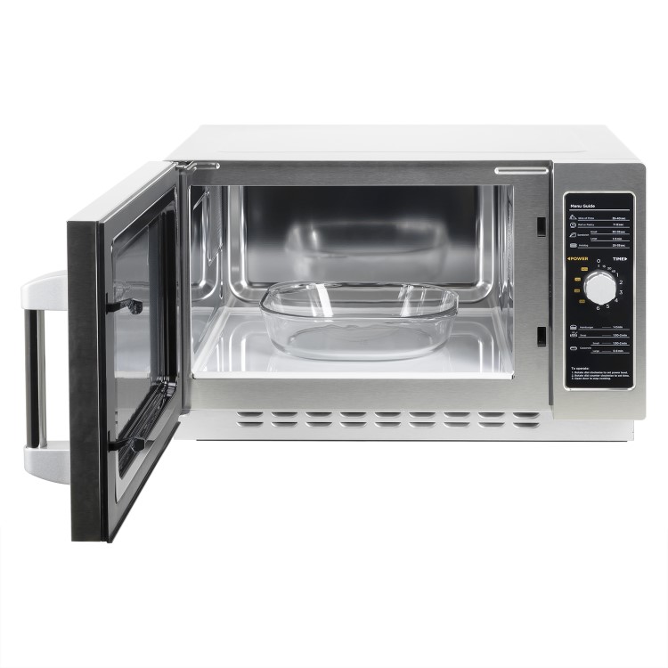 electriQ 34 litre 1000w Flatbed Commercial Heavy Duty Freestanding Microwave in Stainless Steel