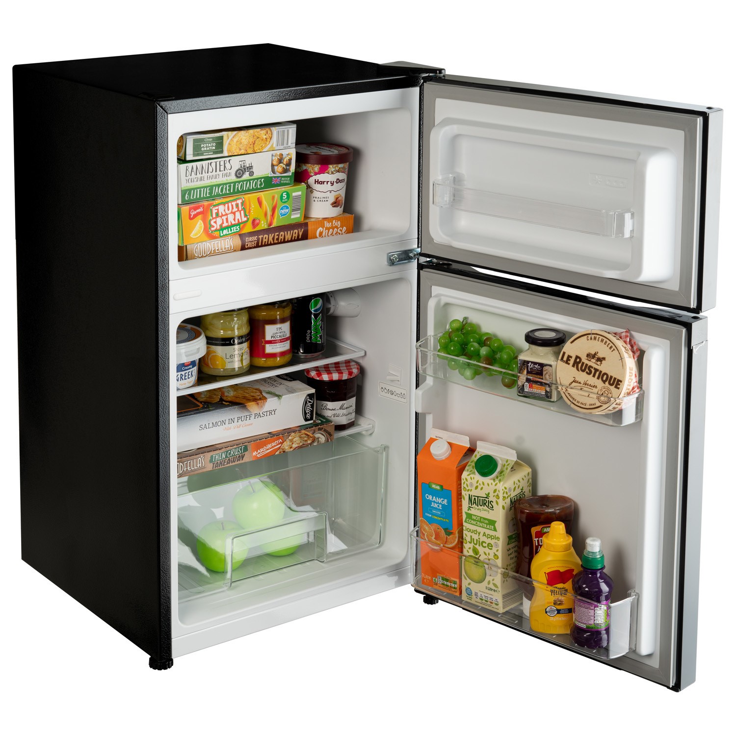 electriQ 86 Litre 70/30 Freestanding Fridge Freezer Black