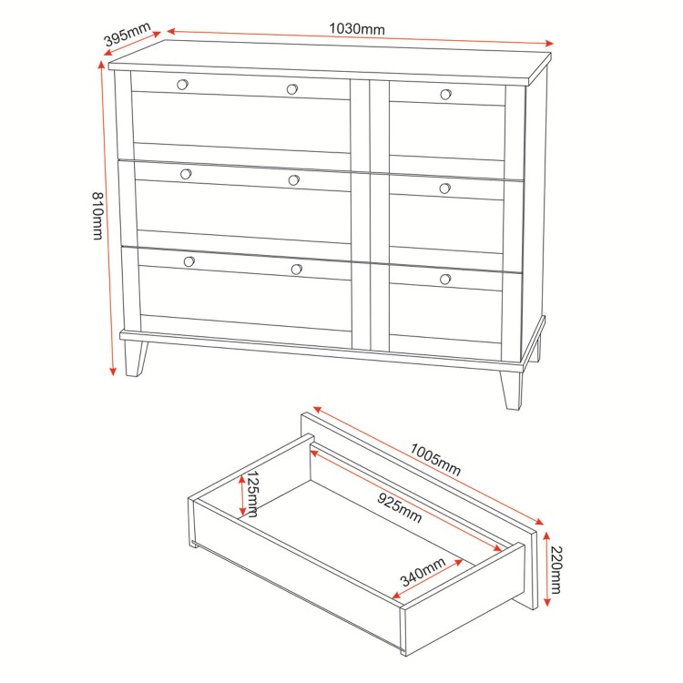 Seconique Arcadia Ash 3 Drawer Chest
