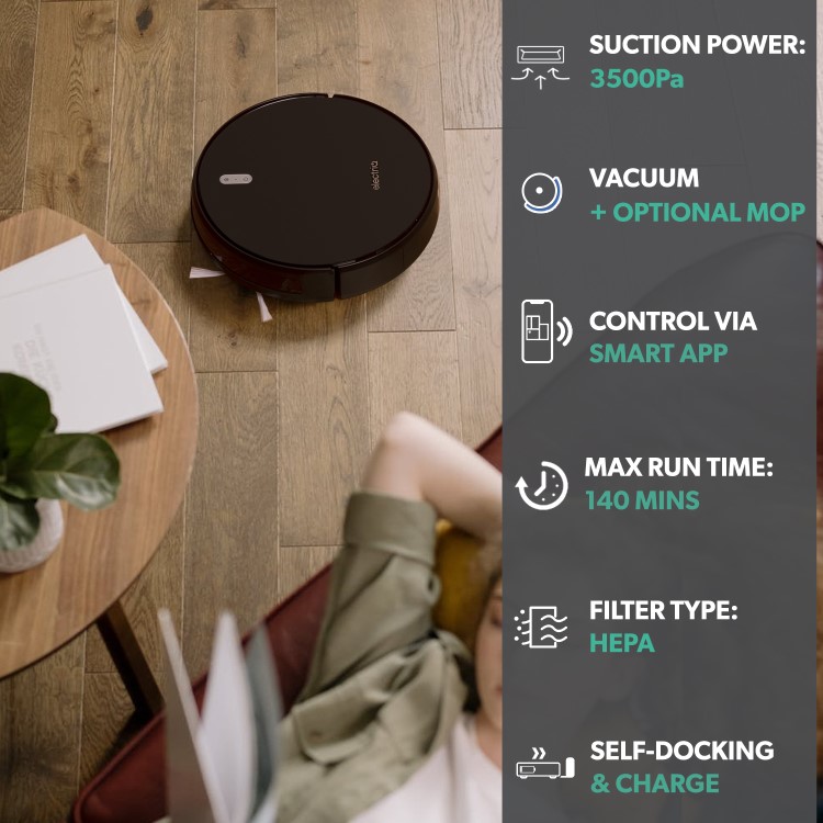 Refurbished electriQ iQlean-GR01 ALIX Robot Vacuum Cleaner 3500Pa Suction Gyro Navigation and HEPA Filter