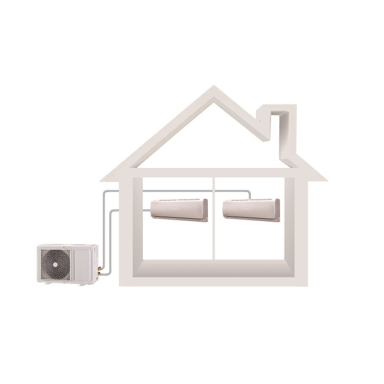 GRADE A1 - Multi-split 18000 BTU Smart Inverter Air Conditioner with single outdoor unit and two 9000 BTU indoor units