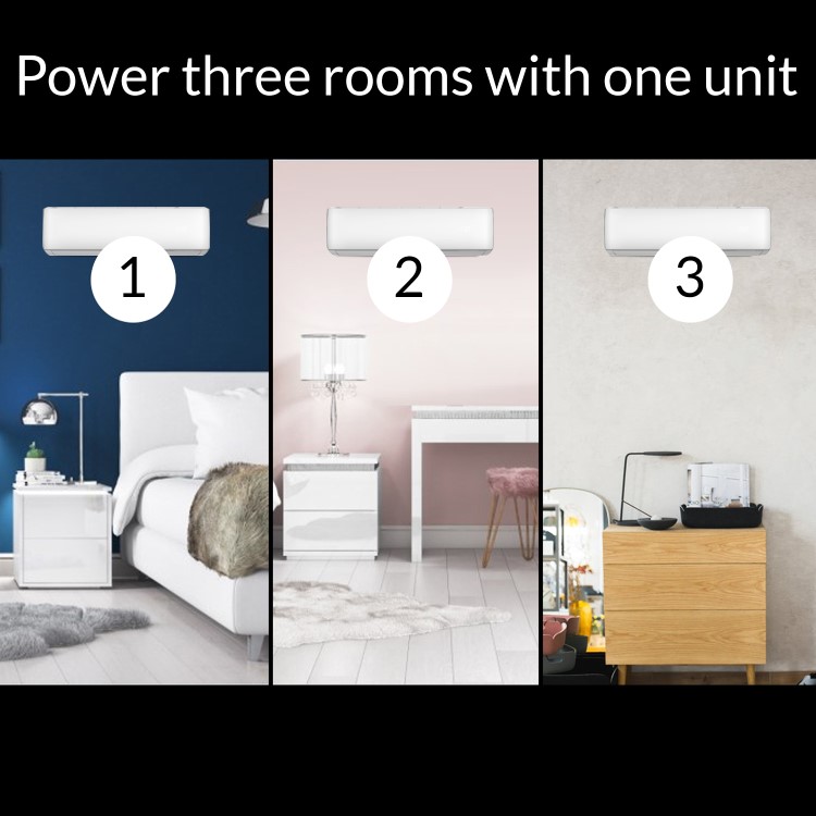 GRADE A1 - electriQ Multi-Split 3x 9000 BTU WiFi Smart A++ Wall Air Conditioner System with Single Outdoor Unit and 5m Pipe Kits