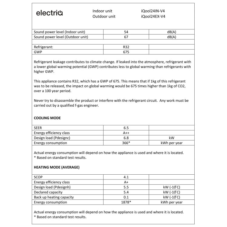 Outdoor unit for iQool12-V1 single phase