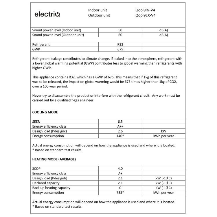 Refurbished TCL 9000 BTU WIFI Smart A++  easy-fit DC Inverter Wall Split Air Conditioner with 5 Metre Pipe Kit