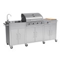 iqbbqkitss Boss Grill Texas Premium Outdoor Kitchen - 4 Burner Gas BBQ Grill with Side Burner - Stainless Steel