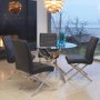 Glass Round Dining Table with Chrome Base - Seats 4 - Vida Living Kalmar