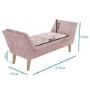 Safina Velvet Hallway Bench Seat with Stud Detailing in Baby Pink