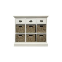Hallway Storage Chest with 3 Drawers and 6 Baskets in White Hallway Storage Chest with 3 Drawers and 6 Baskets in White