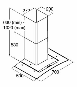 ECP72SS cooker hood dimensions