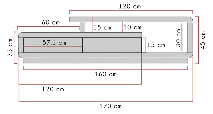Evoque TV unit dimensions