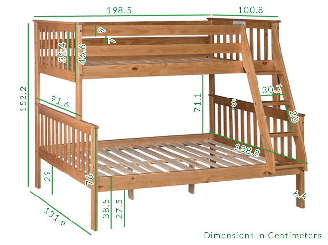 Oxford pine double bunk dimensions
