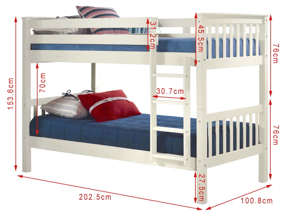 Oxford Single Bunk Bed In White Oxford Bunk Beds