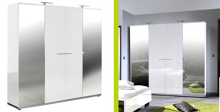 Sciae Sunrise 36 4 Door Wardrobe In White High Gloss Buy It Direct